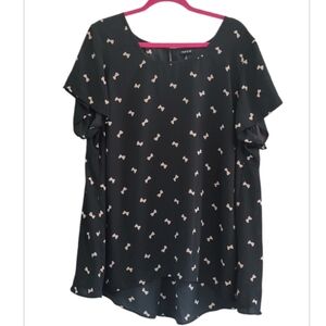 Torrid Black Blouse with Pink Bow Pattern Size 3X